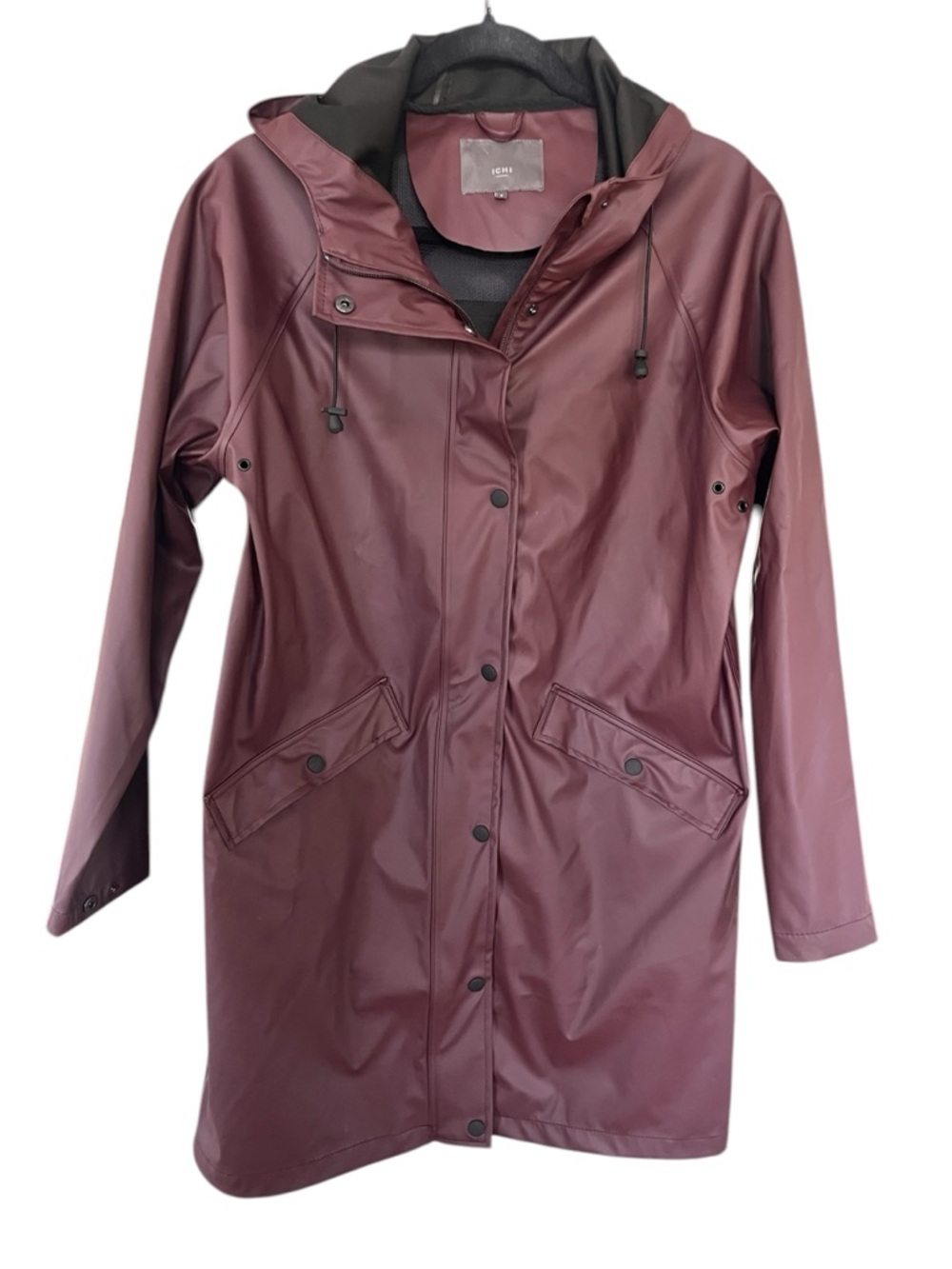 ICHI Burgundy Hooded Rain Coat
